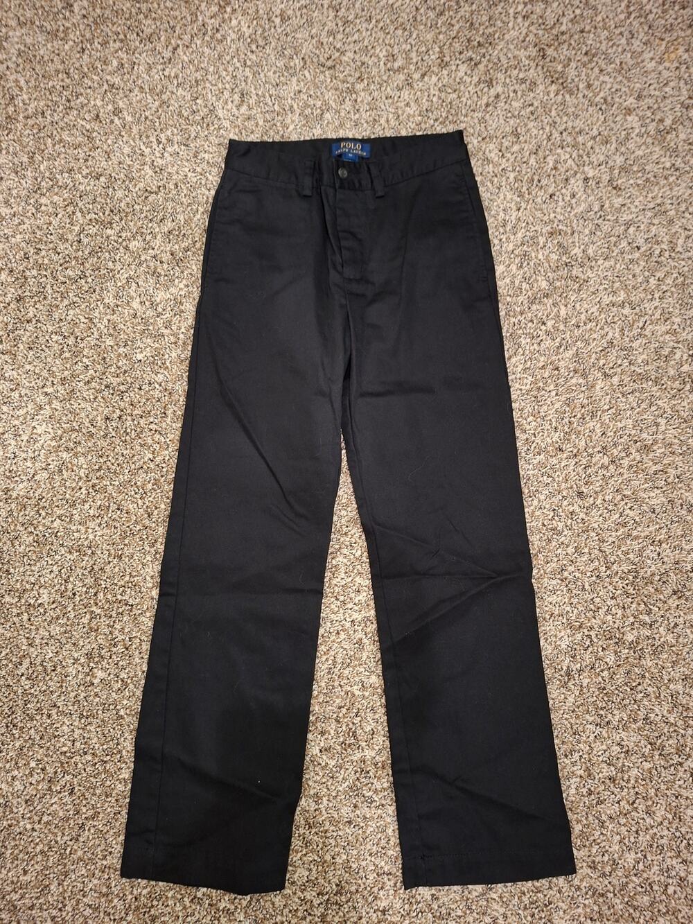 Polo Ralph Lauren Boys Sz 12 Black Chino Pants Flat Front Straight Leg